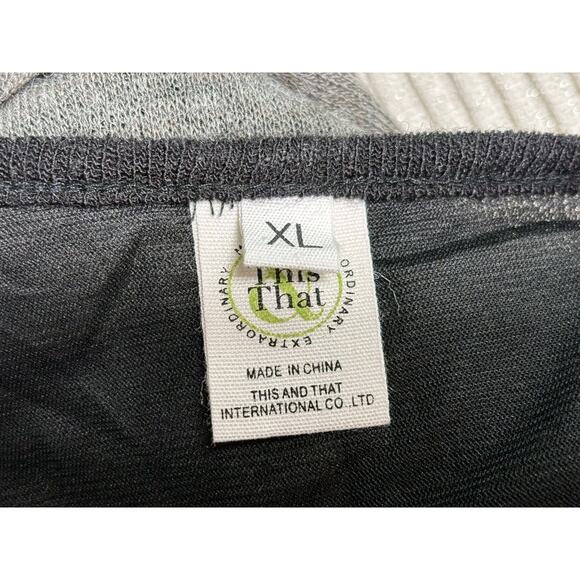 This & That Patchwork Top Womens Sz XL Black Long Sleeve Scoop Neck Boho Blouse - Picture 4 of 7